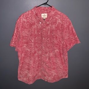 Short Sleeve Button Up, Red Floral 3X